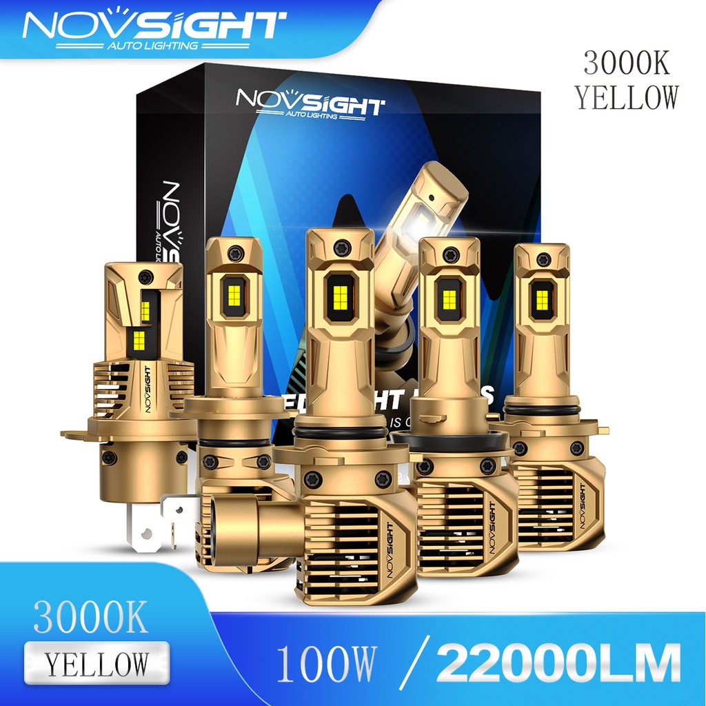 Novsight 现货 N62Y 3000K 黃光汽車 H11 LED 大燈 H4 9005 9006 H7 霧燈燈泡