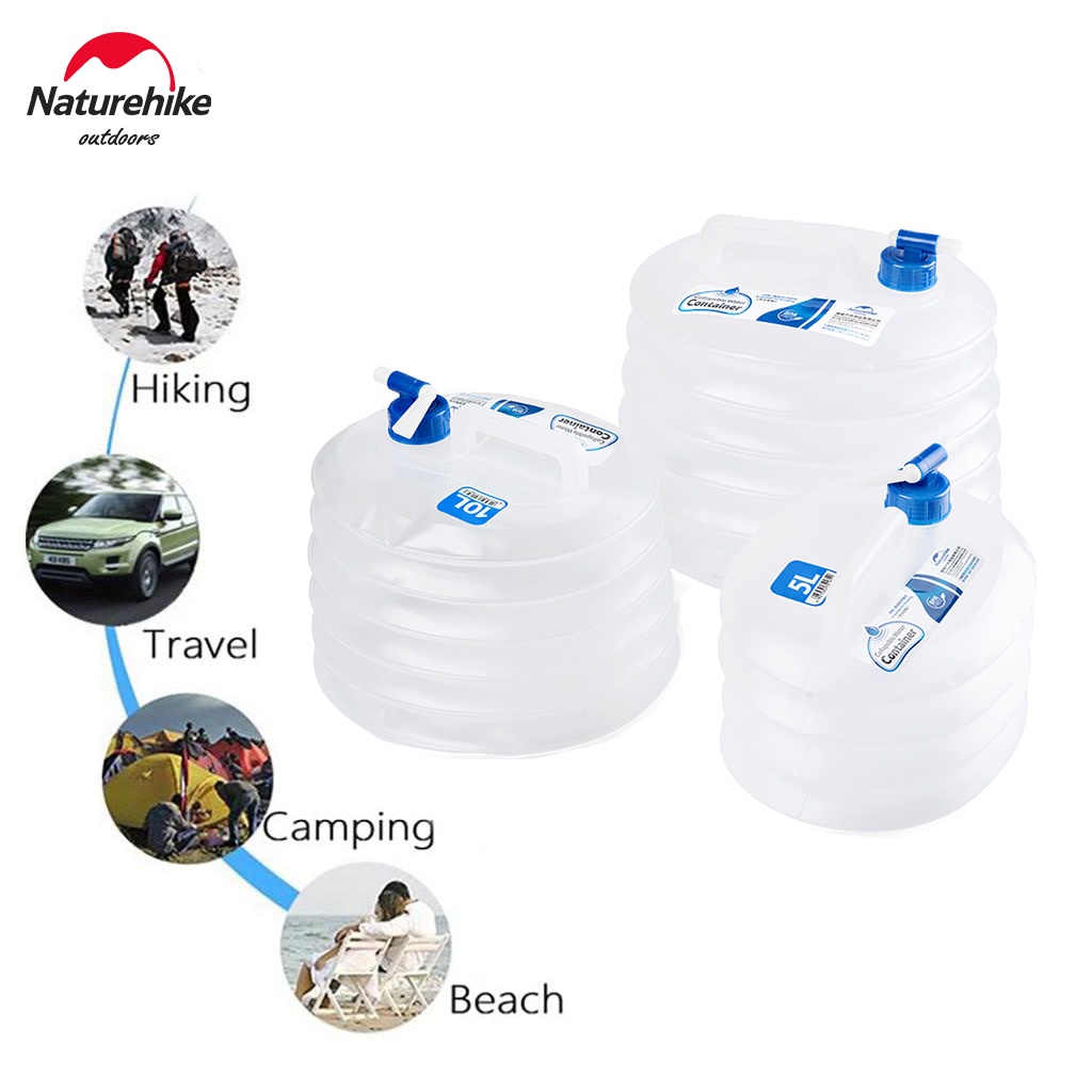 Naturehike 10L 可折疊水瓶便攜式可折疊水桶戶外水容器存儲裝備野營飲料水袋