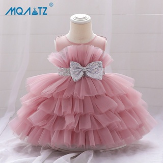 Mqatz 夏季蓬鬆第一個 1 歲生日禮服女嬰衣服洗禮蕾絲公主裙女孩禮服派對芭蕾舞短裙禮服 0-3 歲