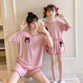 【熱銷免運】女童睡衣夏季莫代爾短袖小女孩公主薄款全棉家居服兒童親子裝母女 兒童睡衣 韓版兒童睡衣 居家服 兒童春夏新款男