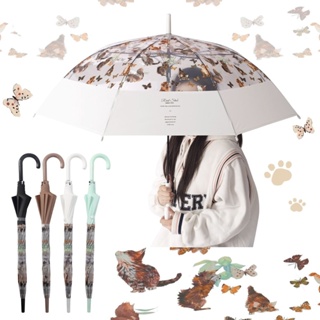 【現貨】自動傘 大傘面 直傘 雨傘 大傘 自動直杆長柄大號 透明雨傘歐美英倫風 成人 女生可愛蝴蝶貓咪卡通成人傘