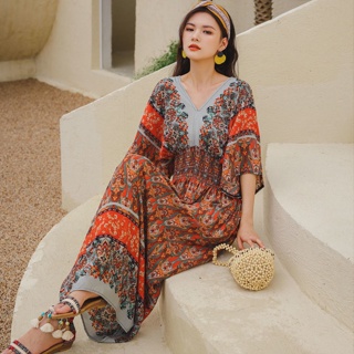 印尼連衣裙女泰國波西米亞民族風復古長裙海邊度假沙灘