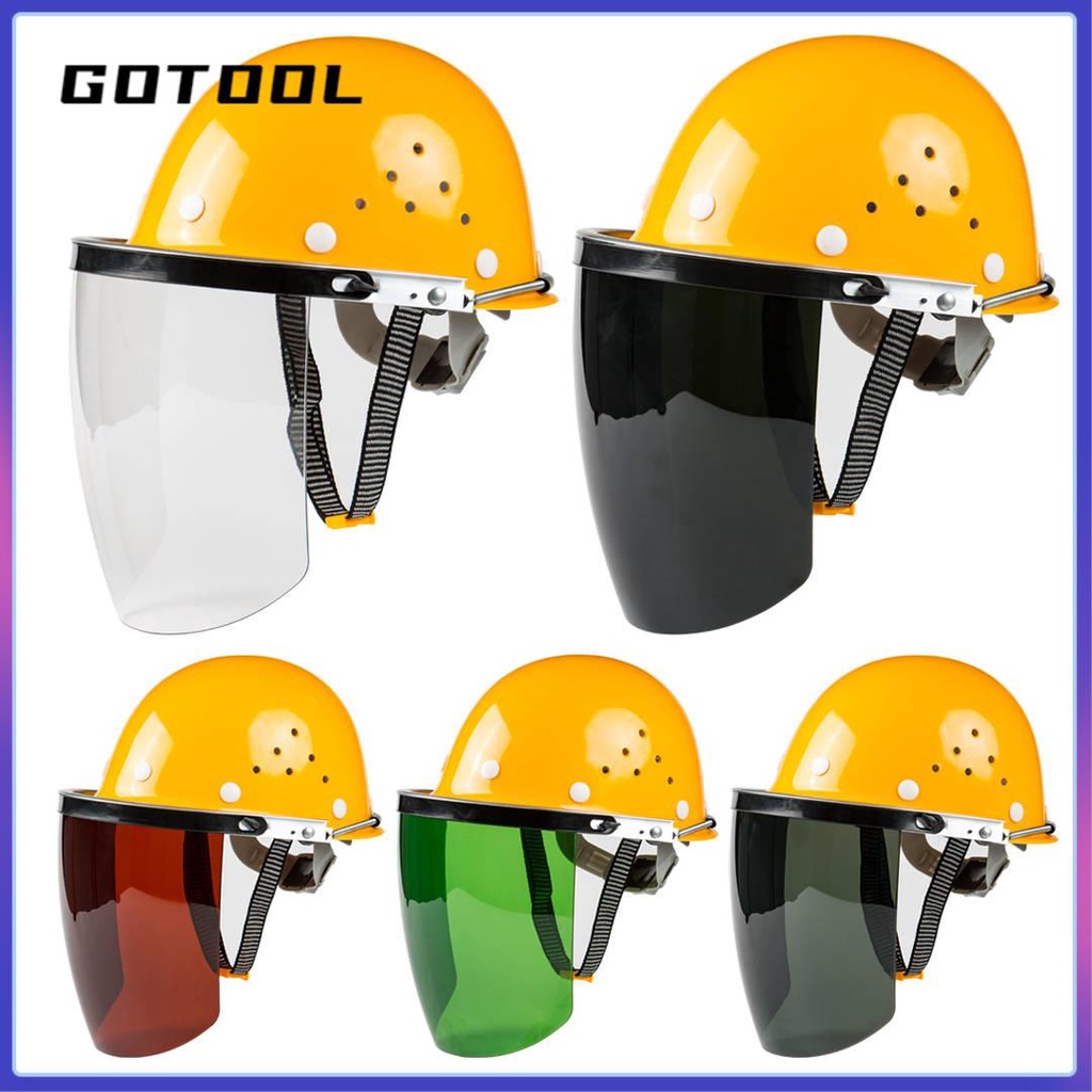 [GOTOOL]安全頭盔式電焊面罩燒焊防護面罩防濺拋光透明電焊帽頭戴式