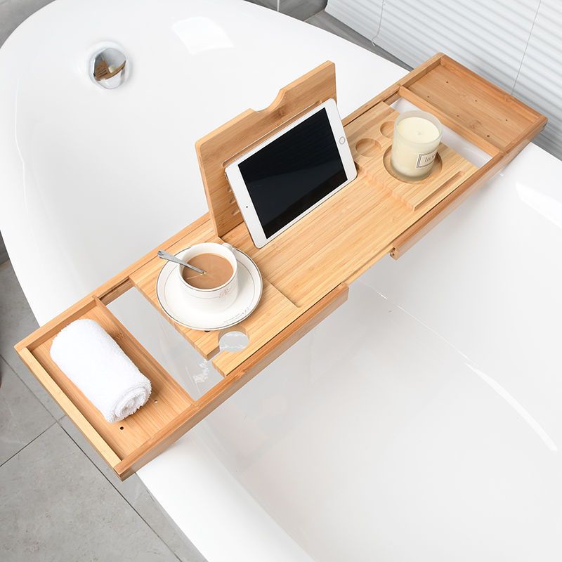 家居生活方便實用簡約時尚歐式防滑伸縮浴缸架可調整浴盆木桶浴缸支架竹木衛生間泡澡置物架