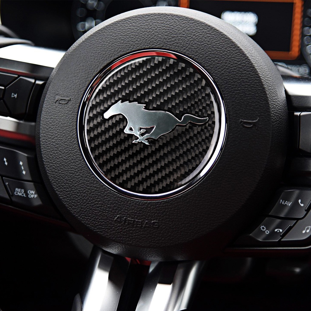 適用於福特野馬 2015-2020 碳纖維貼紙汽車方向盤裝飾貼紙貼花蓋汽車內飾配件
