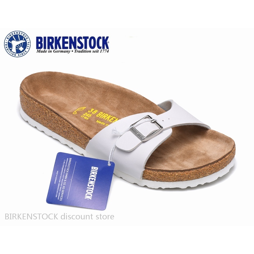 BIRKENSTOCK 勃肯馬德里男/女經典軟木白色啞光白色拖鞋 34-44