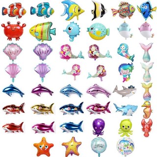 兒童卡通海洋動物氣球海洋主題派對裝飾場景佈置用品鋁膜氣球
