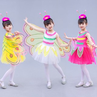 花仙子兒童動物服裝兒童服裝女童翅膀舞蹈服裝蠕蟲飛布花仙子兒童動物表演服幼兒表演服女童翅膀舞蹈服蟲兒飛蝴蝶表演服LYJ25