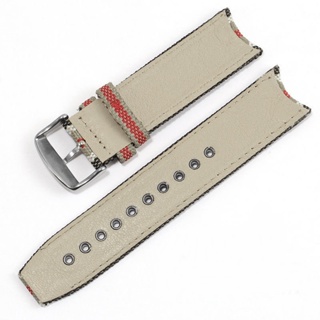 博柏利 高品質適配 22 毫米帆布彎曲末端錶帶,適用於 Burberry BU7600 7601 7602 系列尼龍手鍊