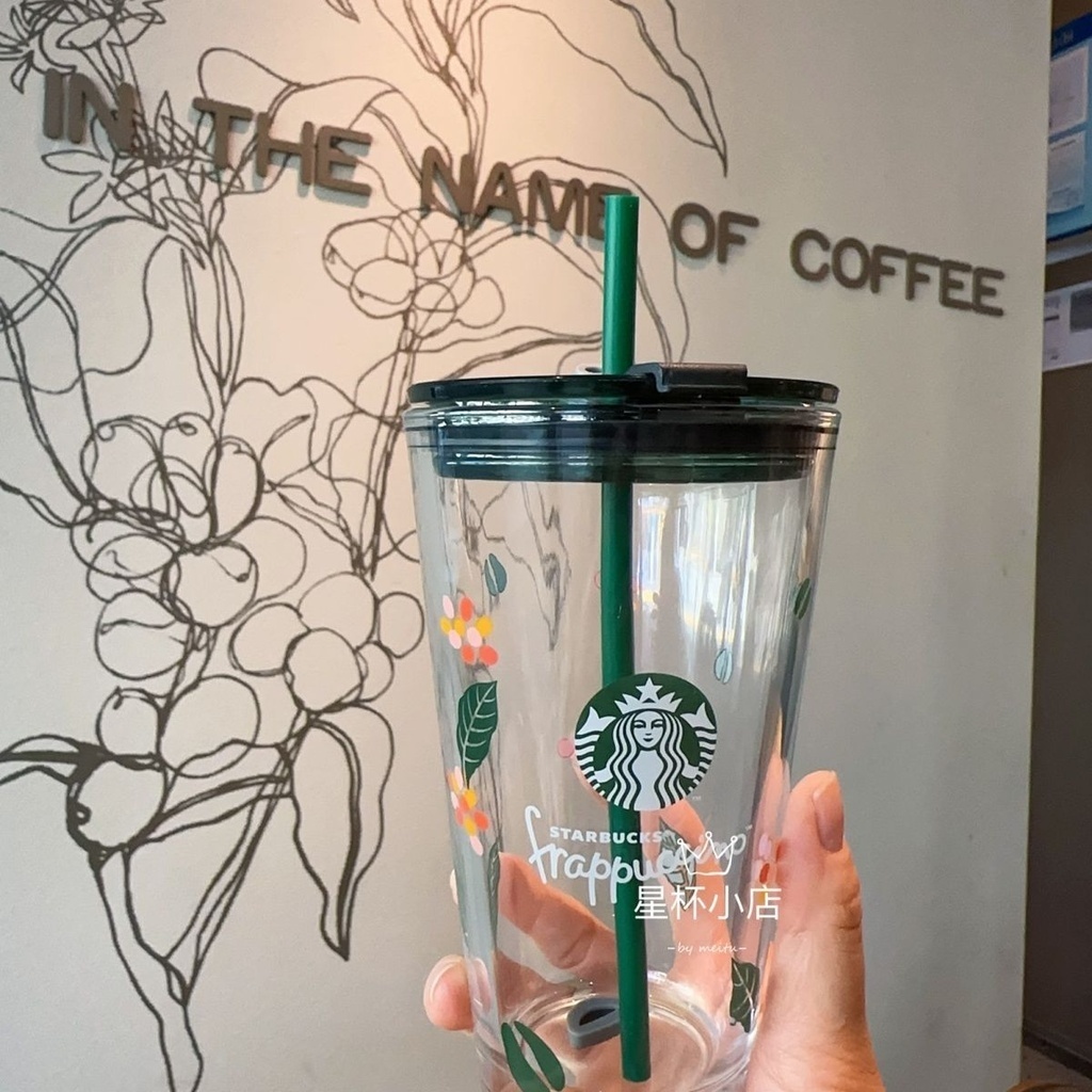◆ins星巴克杯子 時尚杯子 Starbucks星巴克隨享桌面經典吸管杯玻璃吸管杯玻璃杯新品 450ML