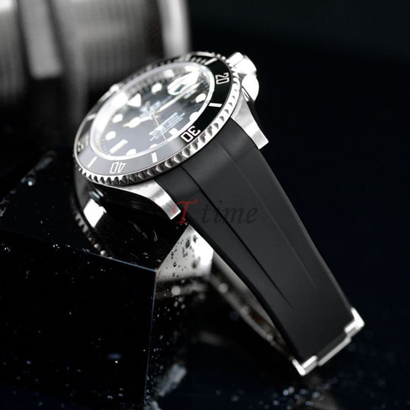 高品質適配曲線末端錶帶 20 毫米軟橡膠矽膠錶帶適用於勞力士黑水鬼潛航者 GMT 代托納手鍊