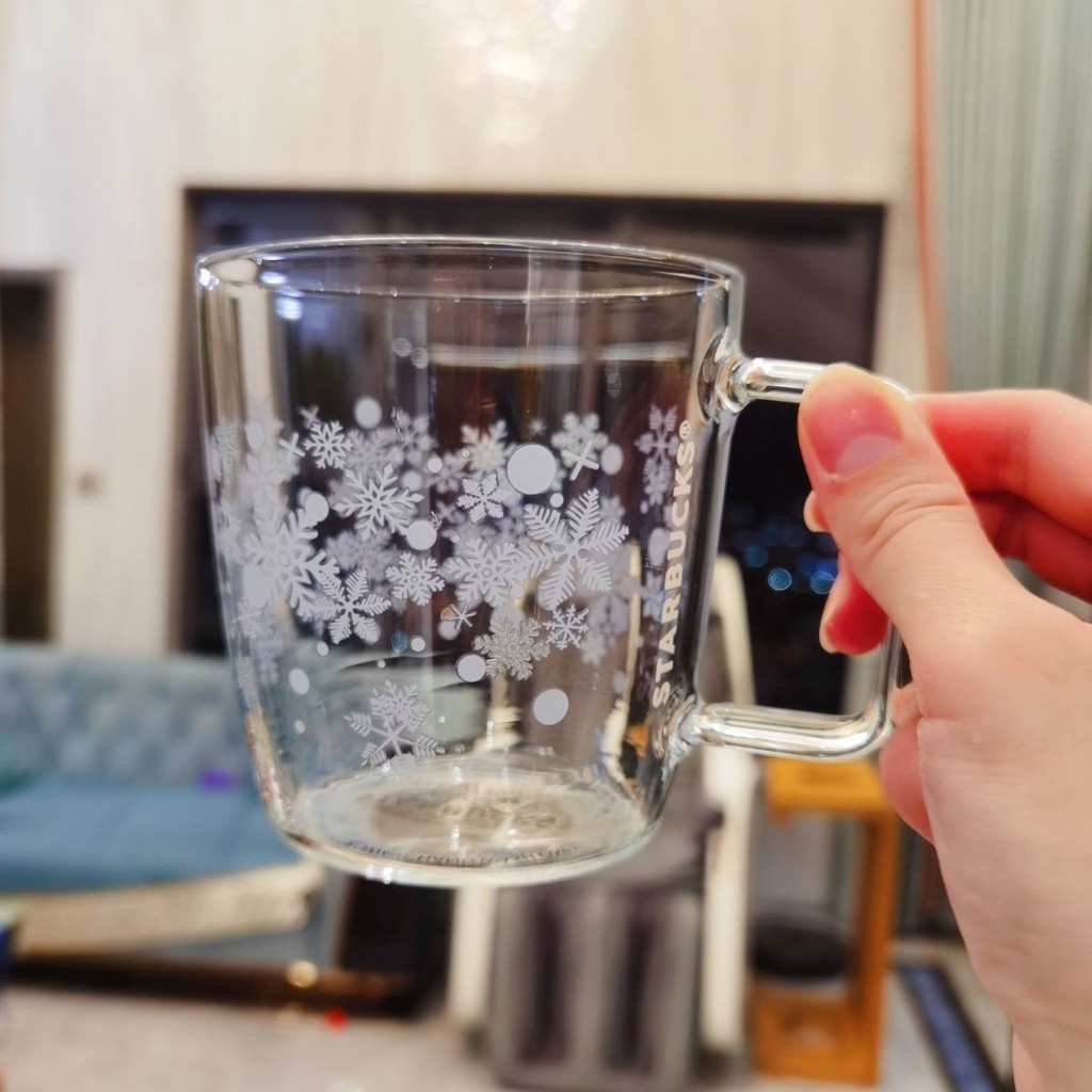 ★ins星巴克杯子 星巴克限量版冷卻變色杯高硼硅冷變玻璃杯牛奶杯雪花馬克杯咖啡杯