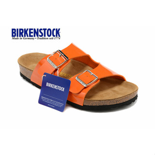 BIRKENSTOCK 勃肯拖鞋勃肯兩鍵橙色鏡面涼鞋 34-43