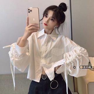 女生襯衫 設計感 學院風 2023秋季 新款 時尚chic 法式 娃娃領 甜美 寬鬆 百搭 長袖襯衫 上衣 女裝 潮服