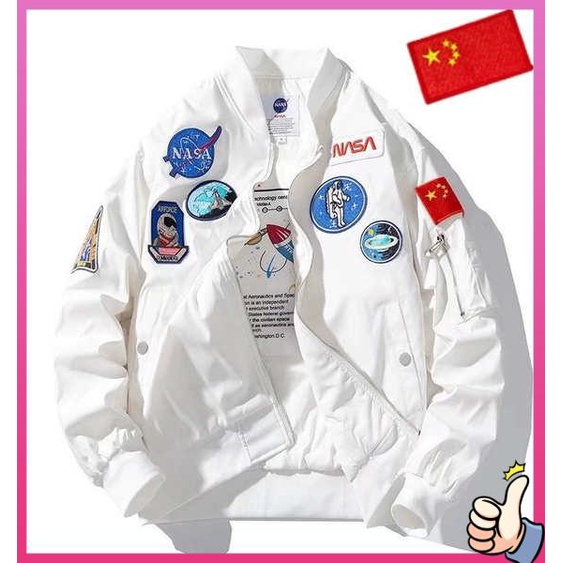 飛行外套 厚外套 棒球外套 NASA聯名太空人外套男休閒飛行員夾克男女情侶秋冬潮牌棉衣棒球服
