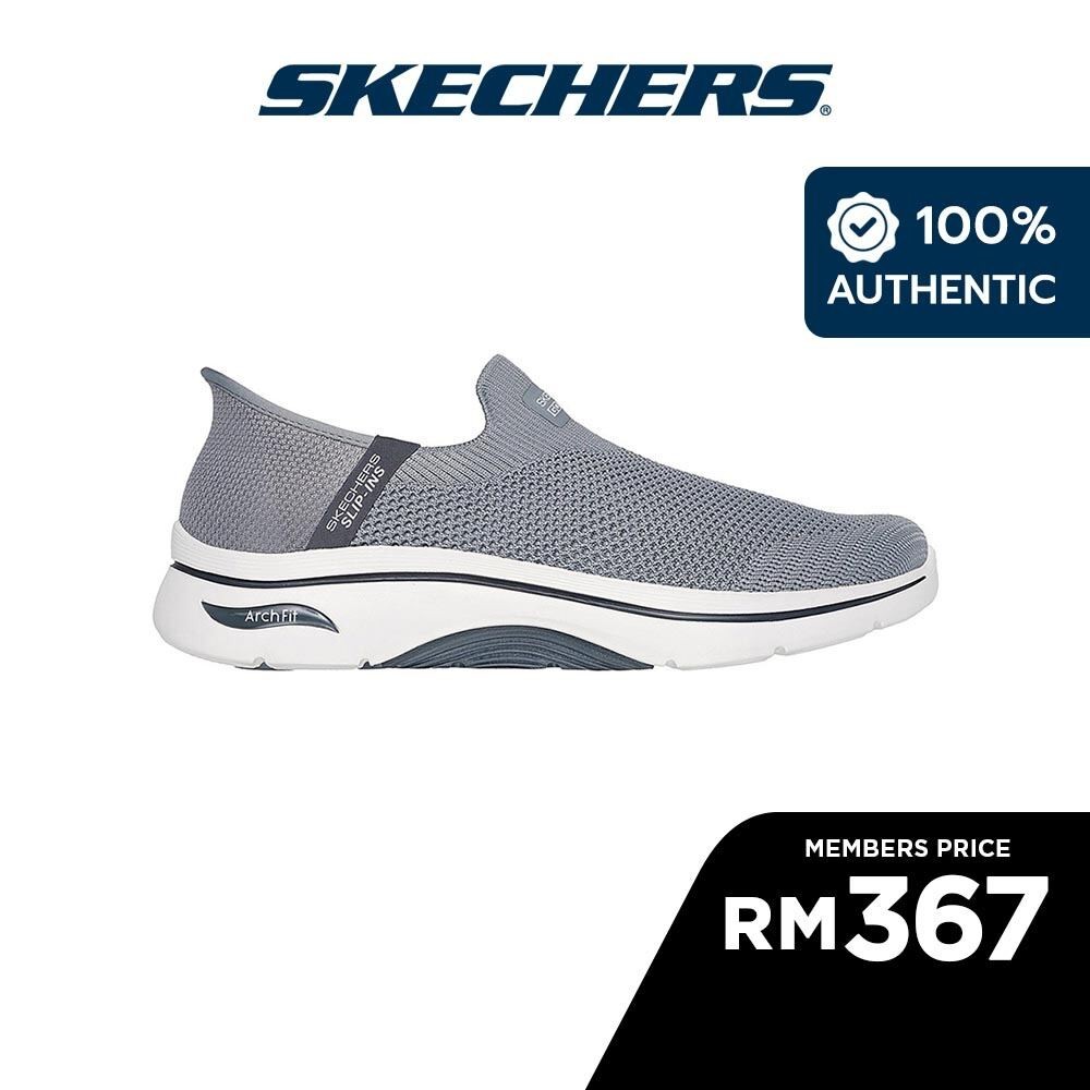 思克威爾 Skechers 男士一腳蹬 GOwalk Arch Fit 2.0 標誌性 2 步行鞋 - 216522-格