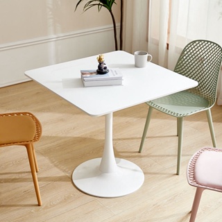 白色方形餐桌小戶型餐桌奶茶店咖啡洽談接待桌家用陽台小圓桌