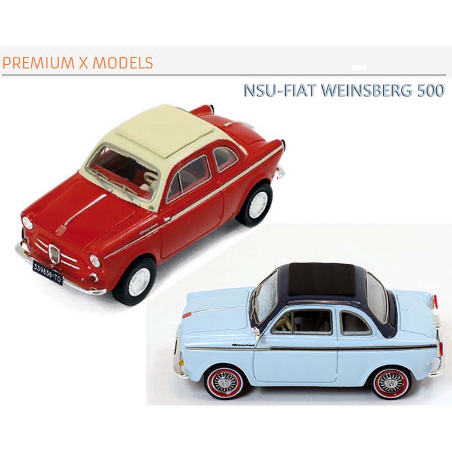 PREMIUMX手辦車1/43 NSU-FIAT Weinsberg 500 菲亞特汽車模型限量