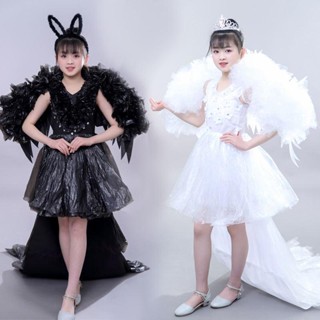 兒童環保時裝秀幼兒園女孩走秀服裝手工環保時裝秀女孩走秀服裝親子手工diy材料天使11.5