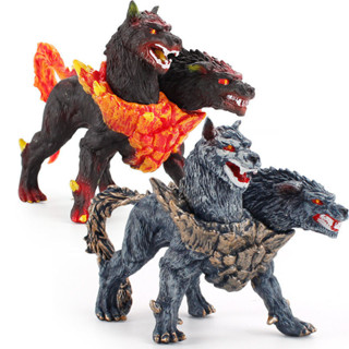 盲盒 仿真動物神獸魔獸地獄犬雙頭犬工藝擺件地獄魔域犬雙頭犬塑膠玩具