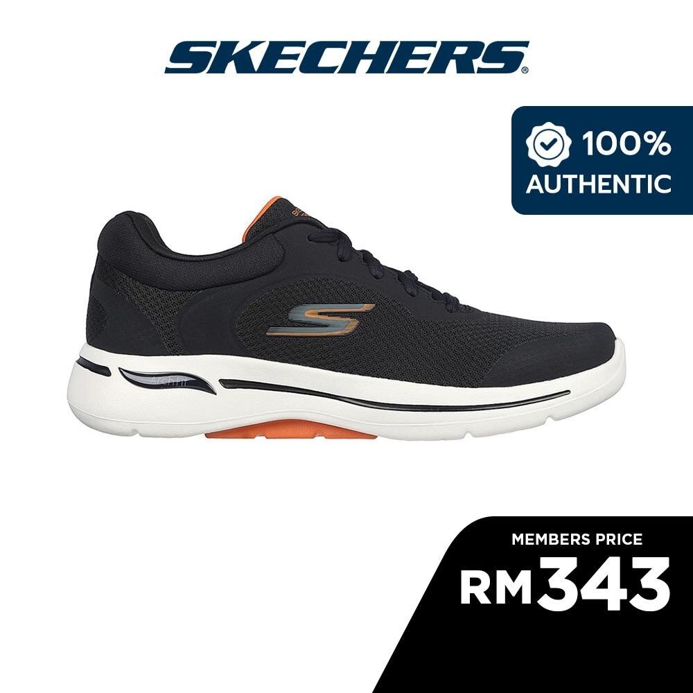 思克威爾 Skechers 男士 GOwalk Arch Fit 後視步行鞋 - 216261-BKOR 萊拉基