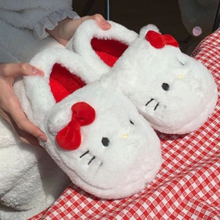 可愛Hello kitty毛毛拖鞋少女冬季棉拖鞋外穿居家棉鞋