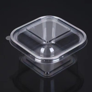 透明烘焙打包盒 西點小方盒糕點蛋糕泡芙塑膠透明一次性保鮮盒防潮密封方形包裝盒