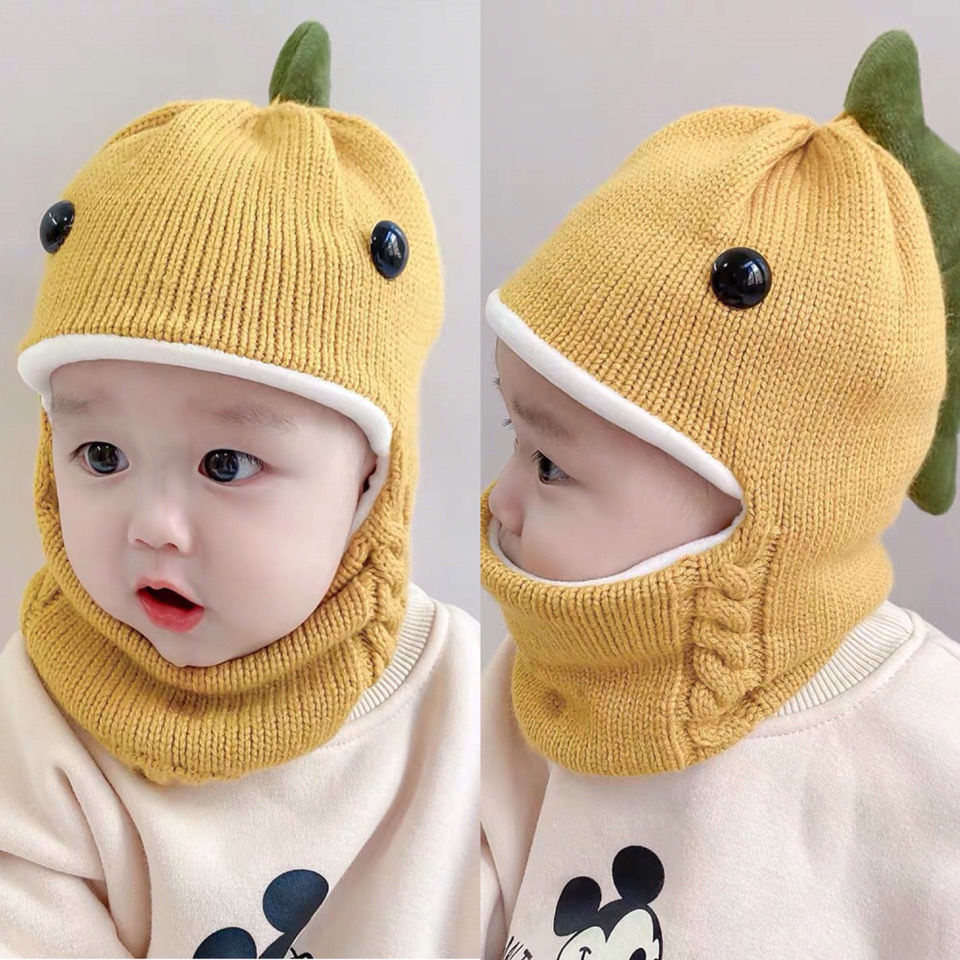 【BOBO】2023新款嬰兒帽子冬季口罩圍巾一件式寶寶可愛超萌恐龍男童護耳帽潮 兒童圍巾