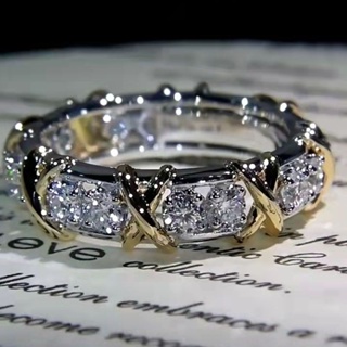 白色藍色鋯石戒指白金黃金玫瑰金戒指時尚潮流個性氣質戒指