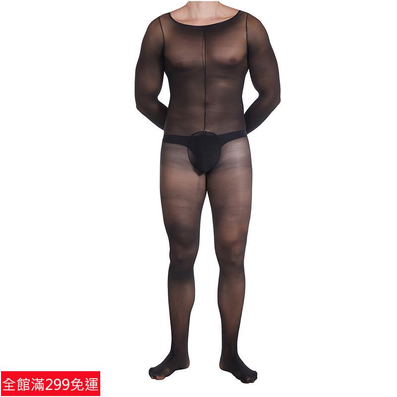 男連身絲襪 3D面膜啞光超薄連身襪 男透明連褲襪男連身襪絲襪包裹