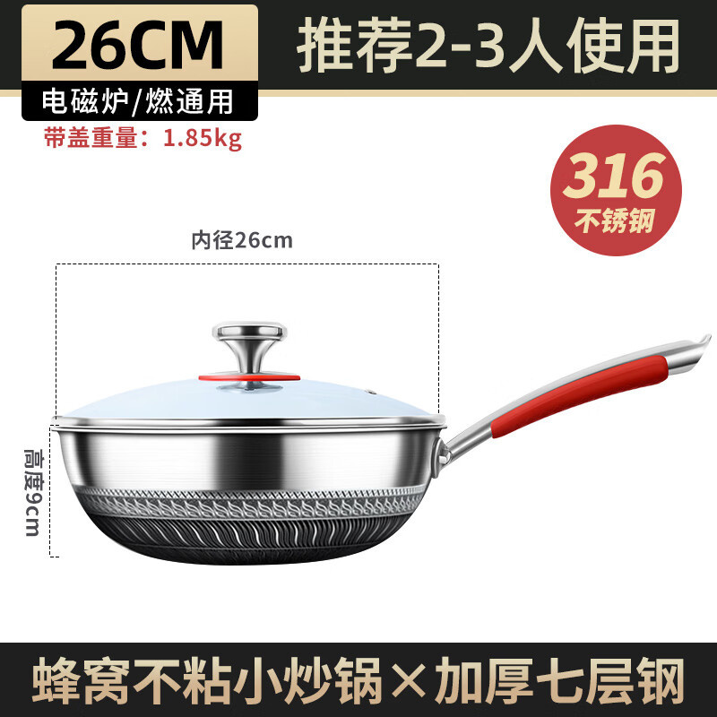 [ST]🌞Clang(kengq)316不銹鋼美食蜂窩不粘鍋家用電磁爐煎鍋t用平底鍋