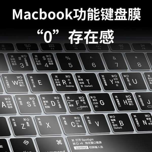 熱銷· 適用蘋果電腦鍵盤膜Macbook15Air13.3透明pro14寸功能M2快捷鍵M1