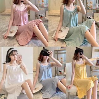 睡衣睡衣睡衣睡裙 Baju Tidur Wanita 睡衣夏季冰絲無袖睡裙