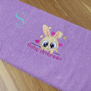 兔子刺繡嬰兒兒童毛巾棉 - 新生兒沐浴定制個性化名稱