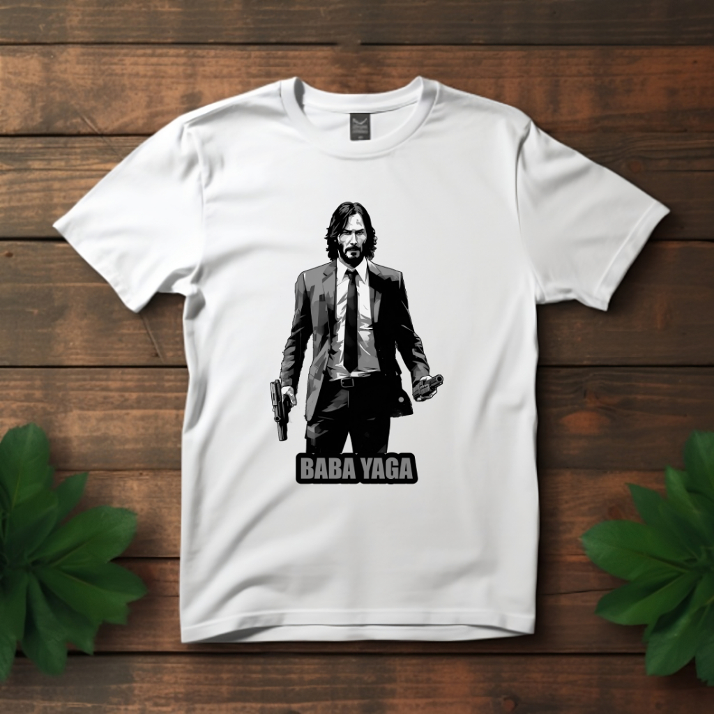 優質棉 Baba Yaga Keanu Reeves B & W 復古 T 恤,Keanu Reeves 襯衫,動作電影