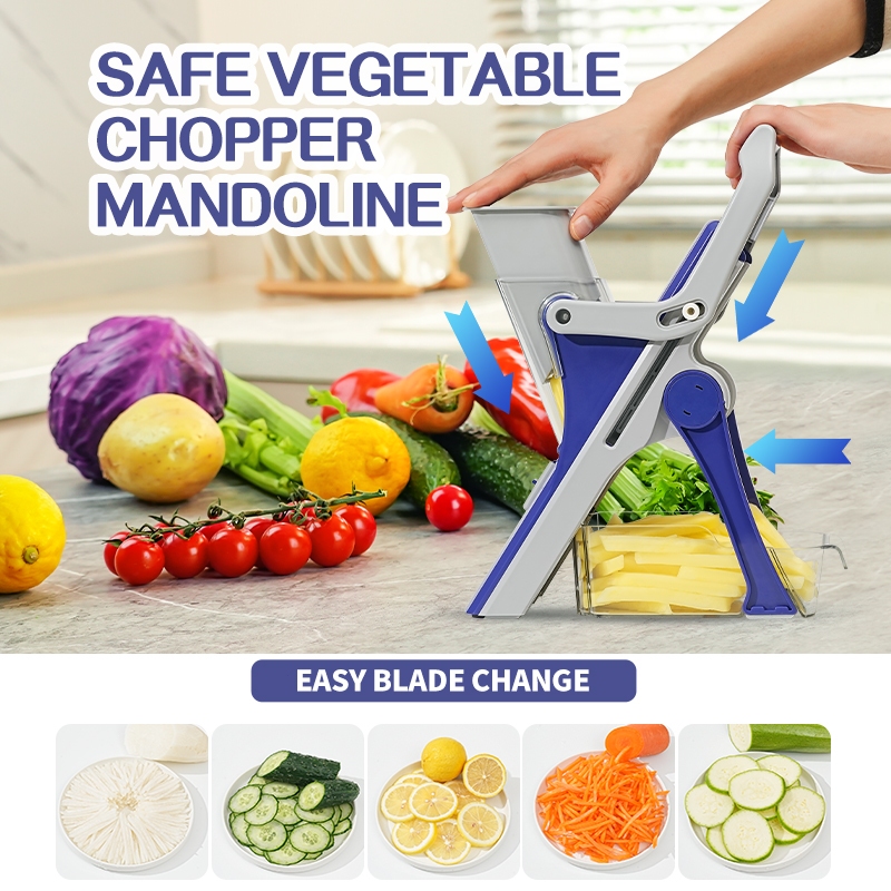 Migecon 5 合 1 安全曼陀林蔬菜切片機多功能省力切碎機刨絲器沙拉機土豆胡蘿蔔測量