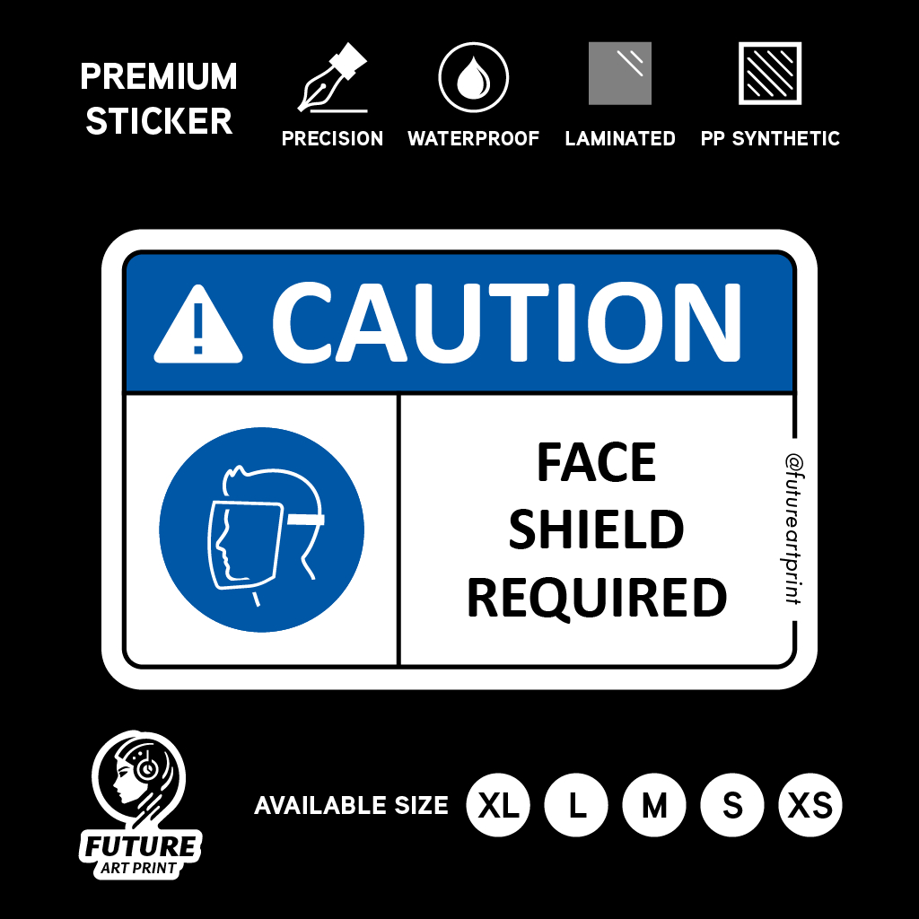 注意。 需要面罩。 眼睛面部保護危險。 高級貼紙標誌警告危險標牌安全標籤。