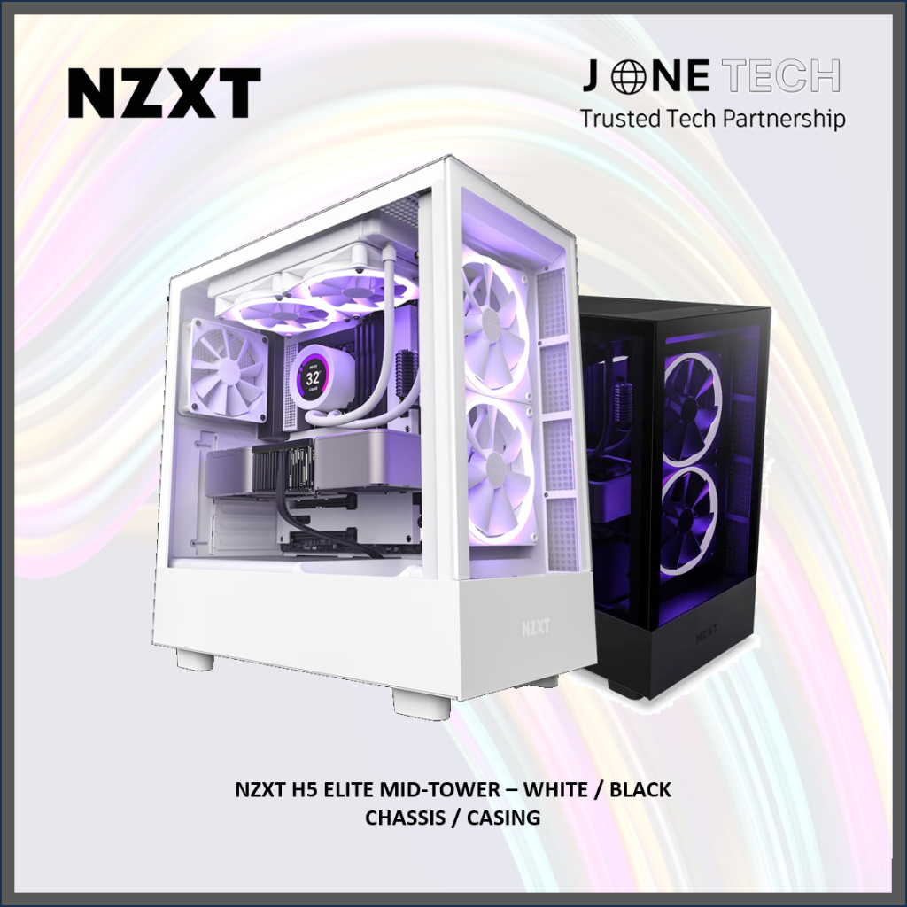 Nzxt H5 ELITE 中塔 – 黑/白 (CC-H51EB/W-01) 機箱/外殼