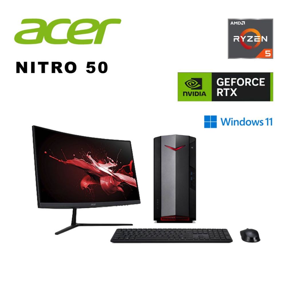 宏碁 Acer Nitro 50/E1242QR 曲面顯示器/遊戲電腦套裝