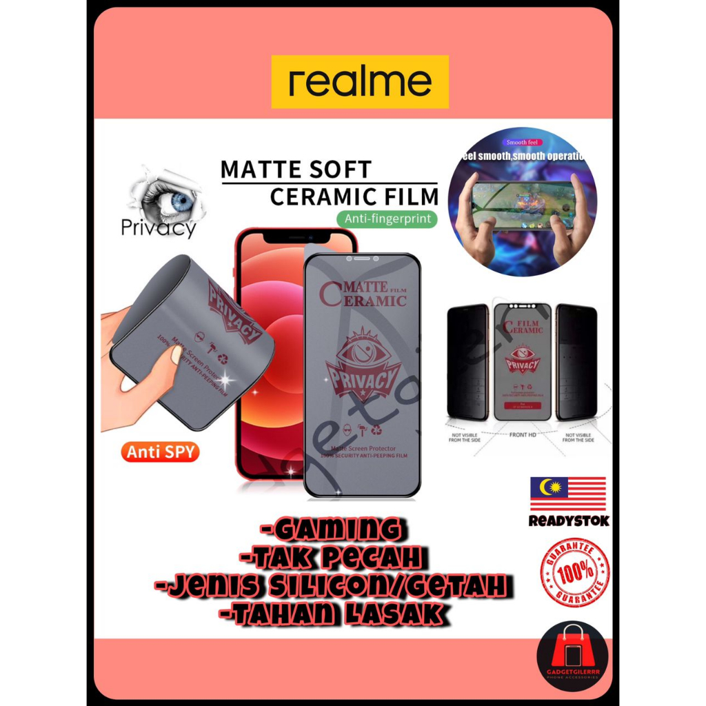 (隱私磨砂)GAMING Ceramic REALME 11X11/10PRO/10/9/9PRO PLUS/9i/8P