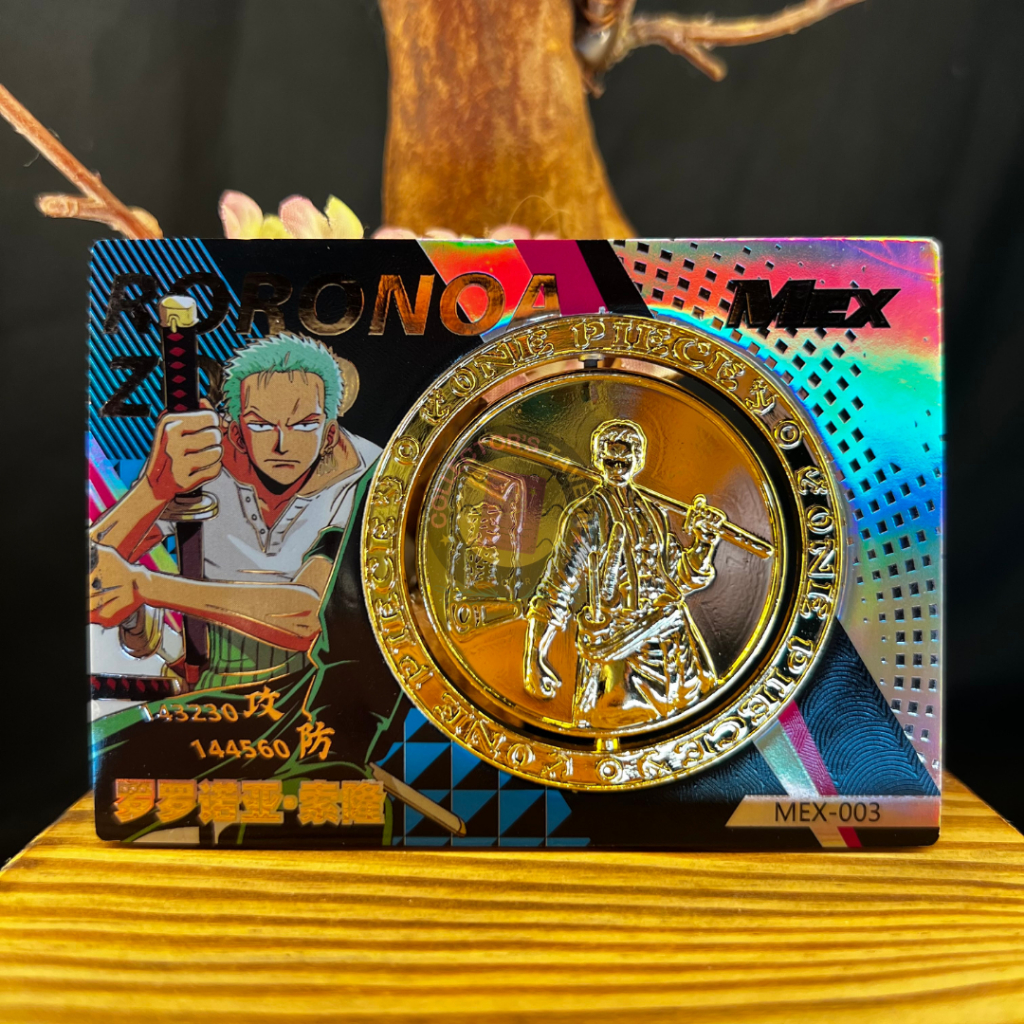 一件 CCG Roronoa Zoro 收藏品紙牌遊戲金屬件旋轉硬幣