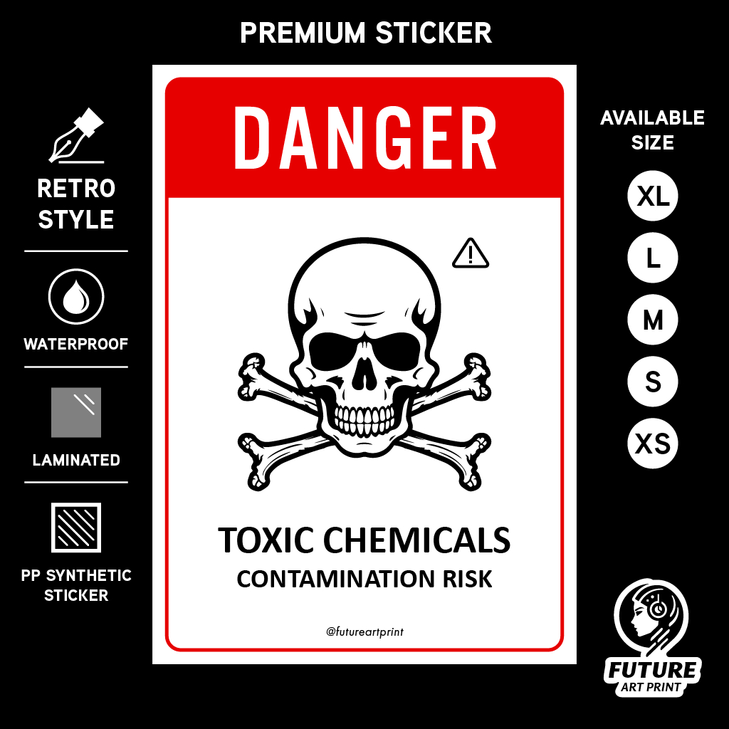 危險有毒化學物質污染風險。 貼紙標誌通知警告注意安全標牌標籤。 毒龍
