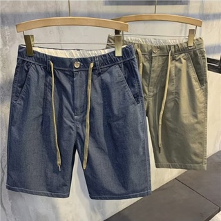 【28-38】夏季鈕扣拉鍊短褲男士百搭藍色緊身短褲