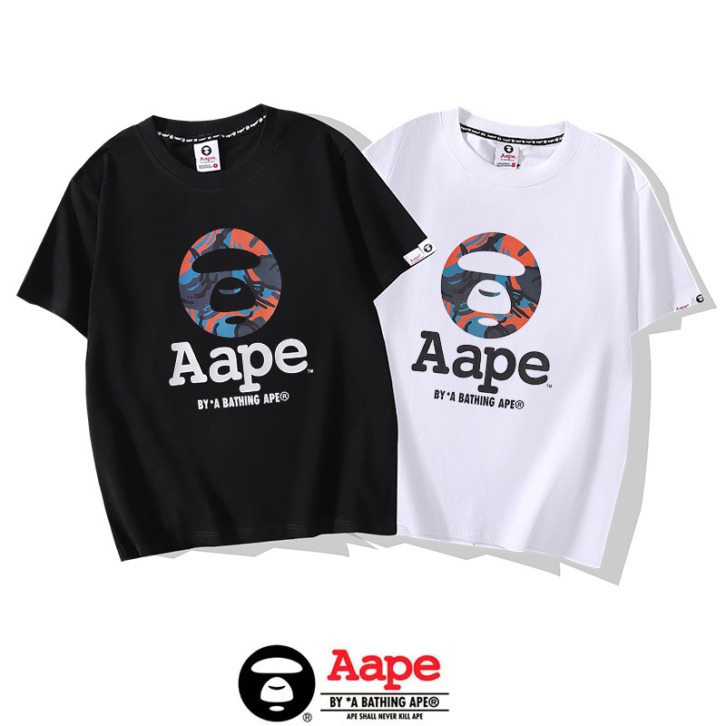 Aape 新品白色黑色短袖印花標誌迷彩猿嘻哈 T 恤外套棉質 T 恤 O 領 T 恤男士女士 T 恤高品質 T 恤夏季