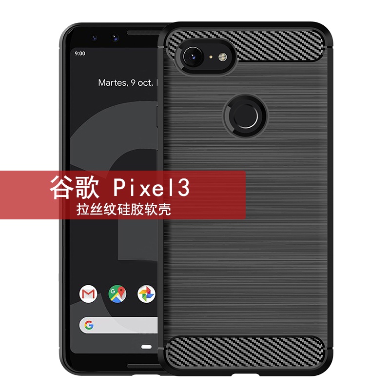 適用於 google Pixel3 3 xl 3a xl 碳纖維 TPU 重型防震後蓋的軟手機殼,適用於 pixel 2