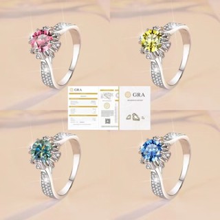 GOLD STAR 925 純銀彩色莫桑石鑽石玫瑰皇冠女士戒指首飾 1 克拉