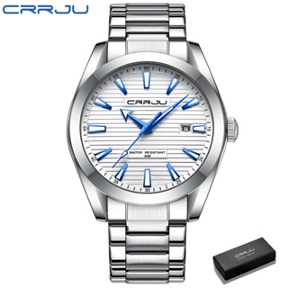 Crrju 原創品牌男士手錶夜光指針休閒運動模擬石英不銹鋼防水 5006 X