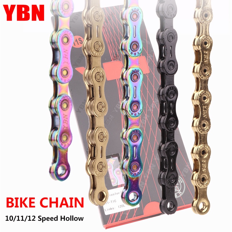 Ybn 自行車鏈條 10/11/12 速山地自行車鏈條空心黑色鑽石鏈條 MTB 鏈條適用於 Shimano SRAM C