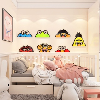 【DDM】芝麻街KWAS亞克力3d立體牆貼紙壁畫卡通兒童房間佈置牆面裝飾水晶壁貼臥室床頭