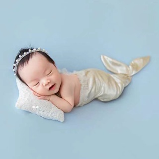 新生兒攝影 | 嬰兒道具套裝 | 照片服裝 | 美人魚套裝頭帶頭飾尾巴